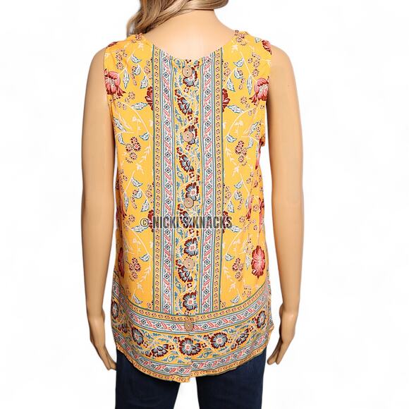 Rachel Rachel Roy Yellow Floral Boho Sleeveless Tank Top High Low Hem Size S - Picture 5 of 10